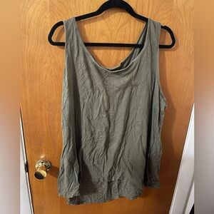 Army green tank top with leopard print on the back.